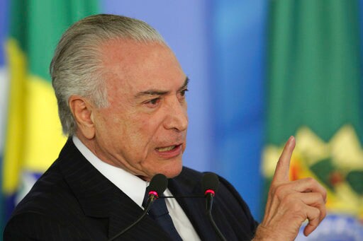 The Latest: Brazil's Attorney General Formally Accuses Temer