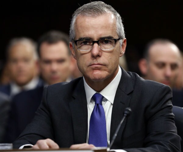 former fbi deputy director andrew mccabe is shown at a senate intelligence committee hearing