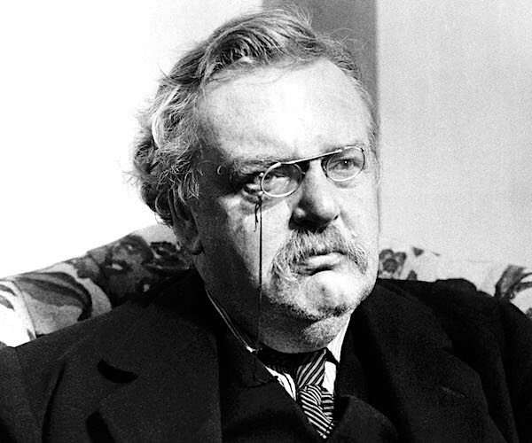 G.K. Chesterton appears in a black and white portrait before his death in 1936