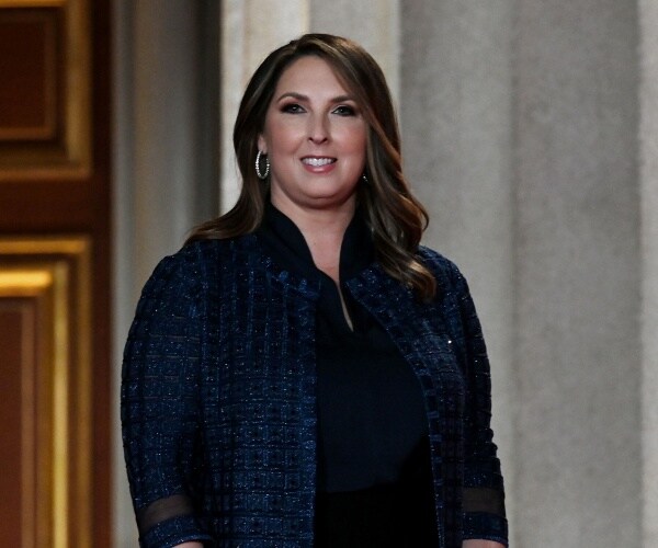 ronna mcdaniel walks onstage at rnc