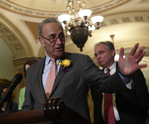Senate Minority Leader Chuck Schumer is shown on Capitol Hill.
