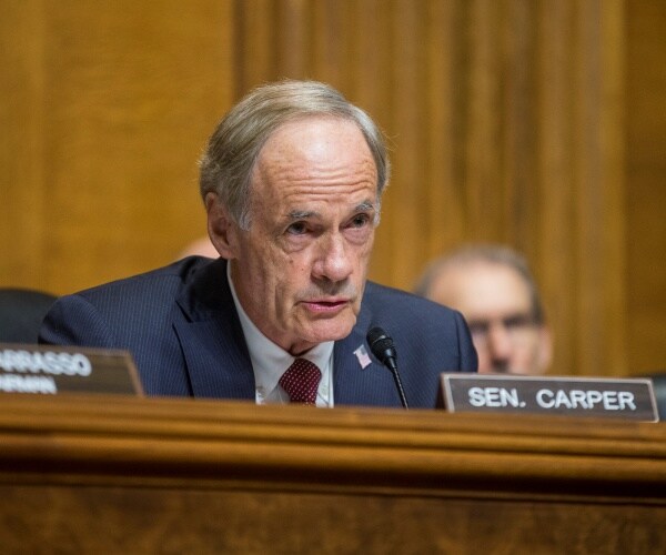 carper speaking at a hearing