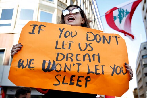 The Latest: First Death Reported in Lebanon's Protests