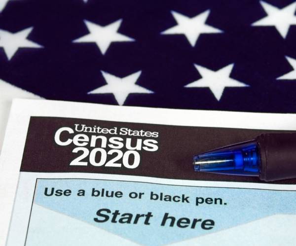 census form on an american flag