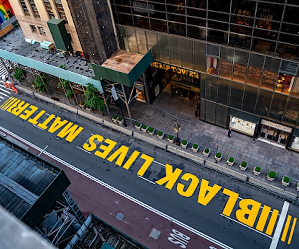 Black Lives Matter painted on Fifth Avenue in new york city