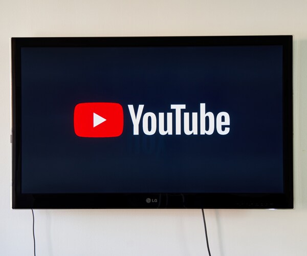 youtube logo on a tv
