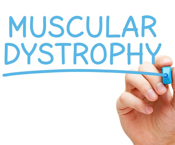 muscular dystrophy written in blue marker