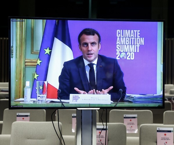french president emmanuel macron speaking on climate