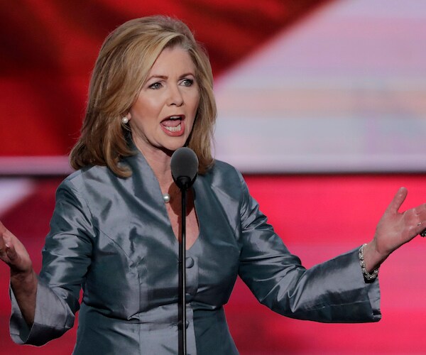 marsha blackburn gestures as she speaks during the republican national convention