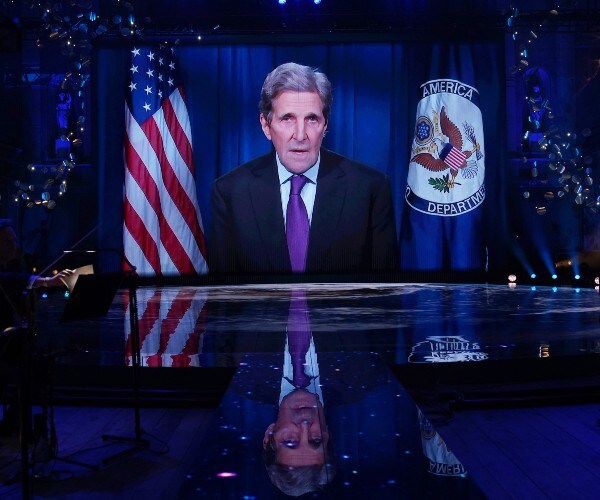 us special presidential envoy for climate john kerry on a video screen