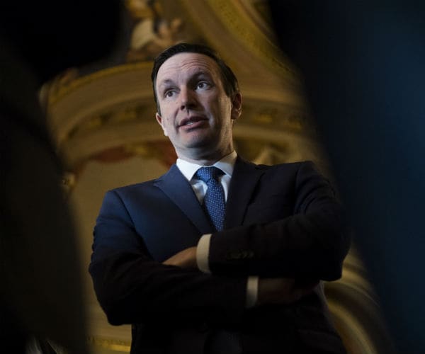 sen. chris murphy, d-conn., talks with reporters before the senate policy luncheons in the capitol. 