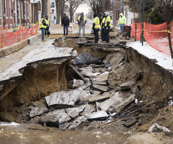 Philadelphia Sinkhole Swallows 2 Cars After Water Main Break