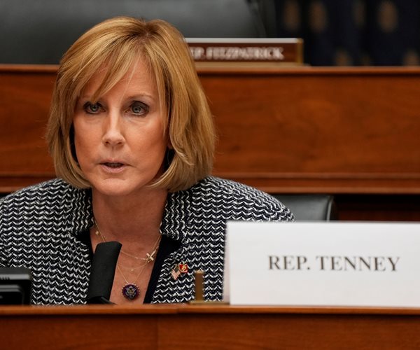 Claudia Tenney speaks into a microphone