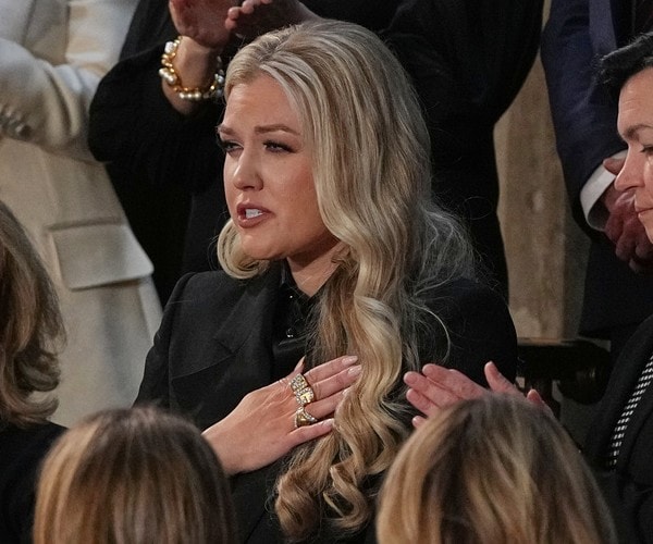 Erika Kirk gesturing at the State of the Union