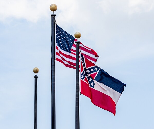the mississippi state flag and the american flag
