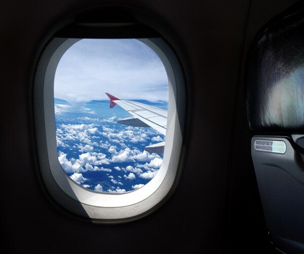 An airplane window seat
