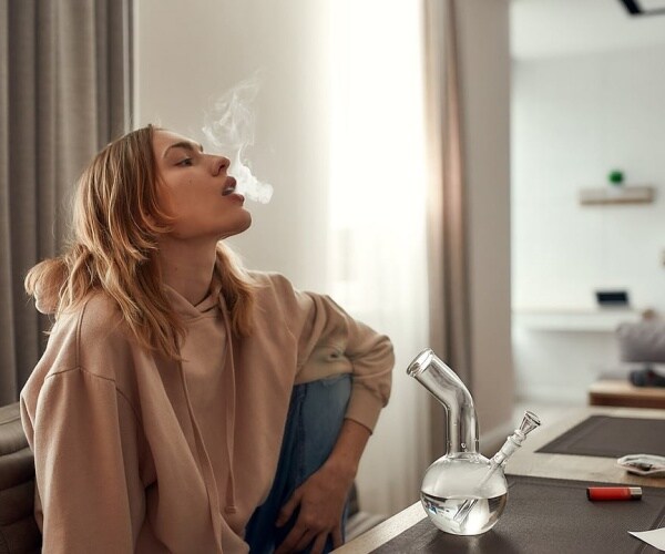 young woman smoking weed