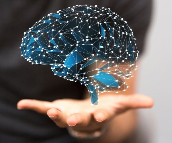 hand holding image of brain