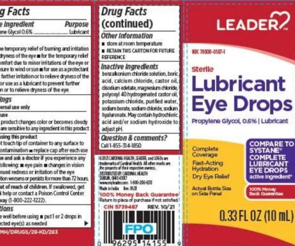 box of Leader lubricant eyedrops