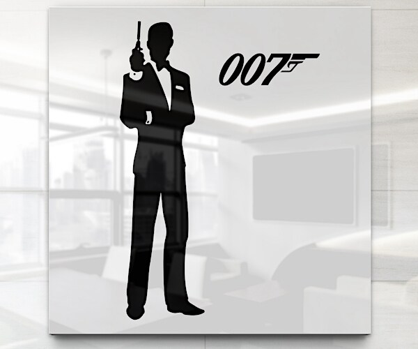 an illustration of james bond 007 in a black silhouette