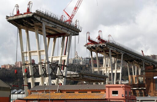 Workers Carefully Remove Remains of Collapsed Genoa Bridge