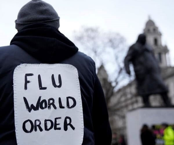 UK vaccination protester
