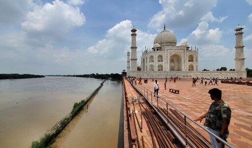 Yamuna River Reaches the Iconic Taj Mahal's Outer Walls in India after Swelling with Monsoon Rains