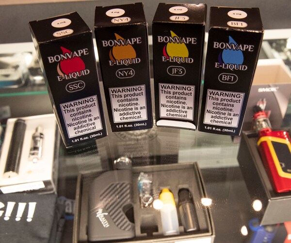 flavored vaping liquids and devices on display in new york