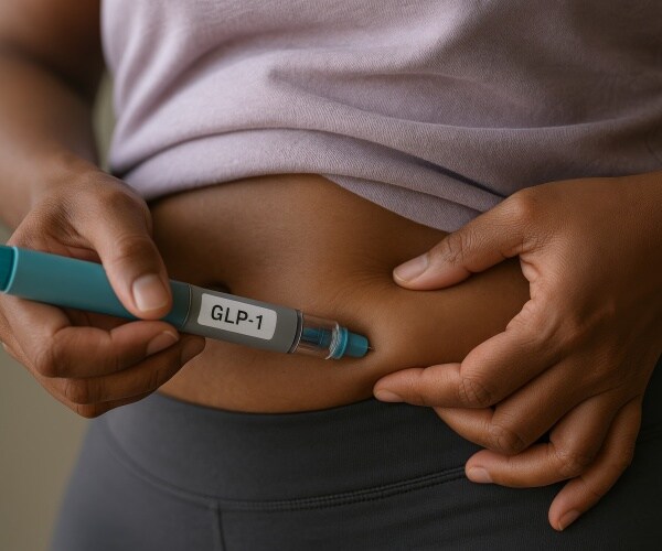 woman injecting a GLP-1 drug in stomach