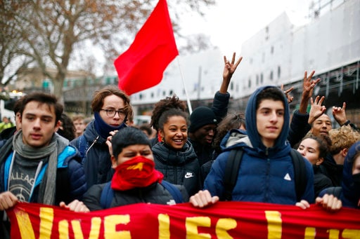 The Latest: Protests Underway on Champs-Elysees