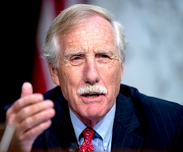 angus king gestures as he speaks during a senate hearing