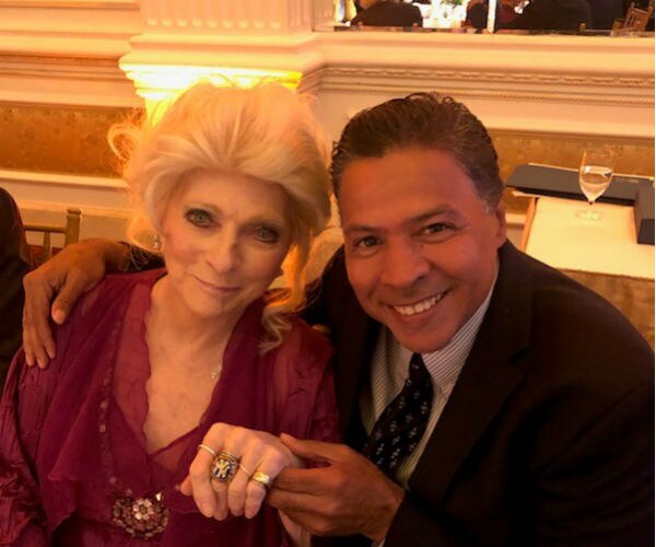 judy collins with ray negron of the new york yankees organization  