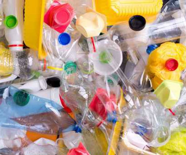 plastic bottles prepared for recycling