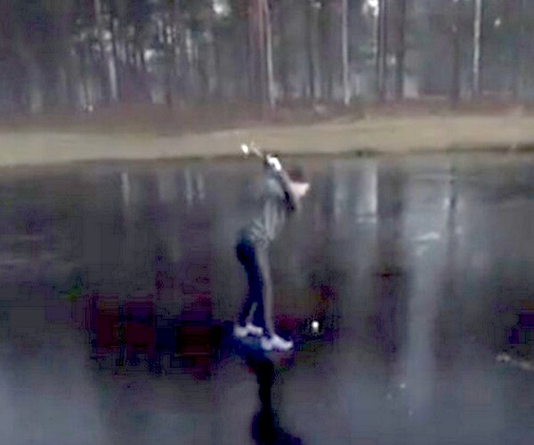 Frozen Golfer Falls Through Ice Trying to Hit Ball