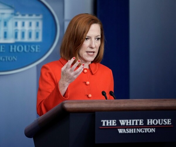 Jen Psaki speaks during the daily press briefing at the White House.