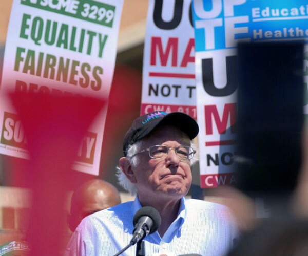 bernie sanders is shown on the campaign trail