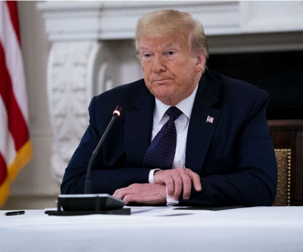 us president donald trump in the state dining room of the white house