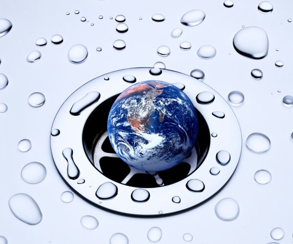 the earth going down the drain due to climate change and global warming