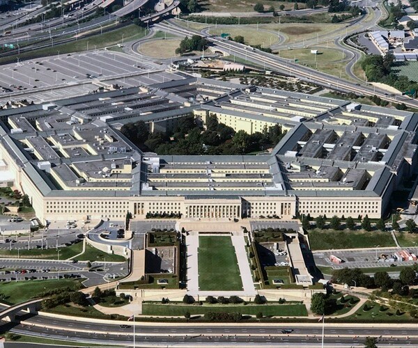 the pentagon building and all of the parking lots surrounding it