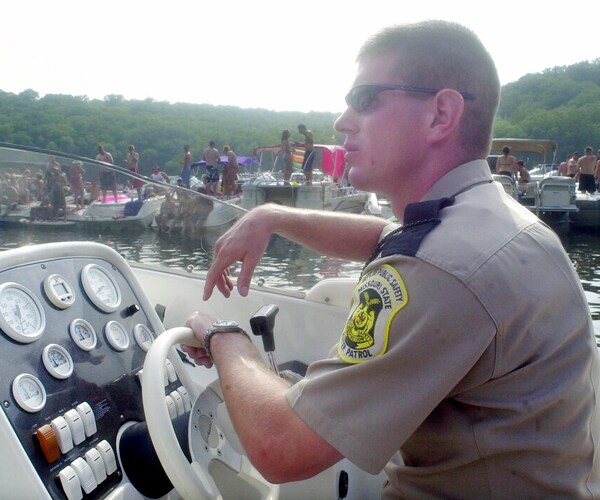 water patrol monitors a boat party