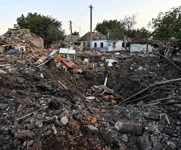 a crater in a residential area