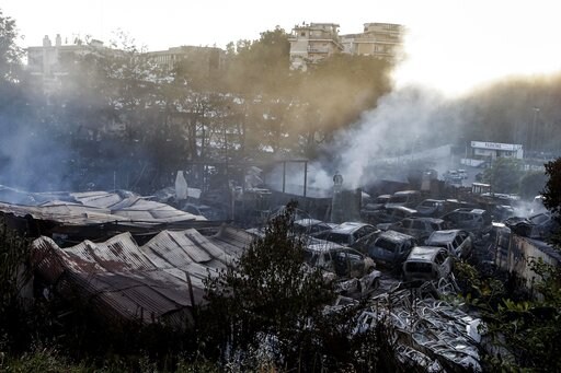 Fire in Rome Junkyard Explodes Gas Tanks, Spreads Dark Smoke