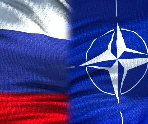 the flags of russia and nato