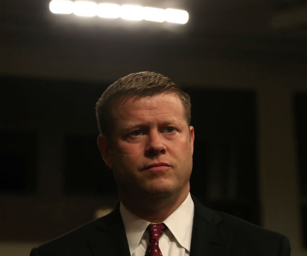 Ryan D. McCarthy is shown at his Senate confirmation hearing on Capitol Hill in 2019
