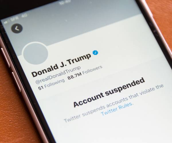 donald trump's suspended twitter account on a mobile device