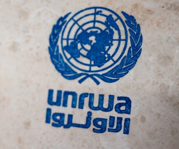 unrwa lettering on a sign