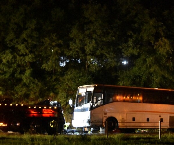 Authorities on the scene following a fatal bus crash