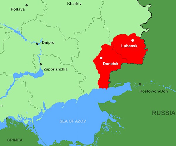 a map of the donbas region in ukraine