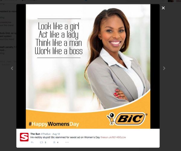 Bic Apologizes After South Africa Women's Day Ad Is Deemed Sexist