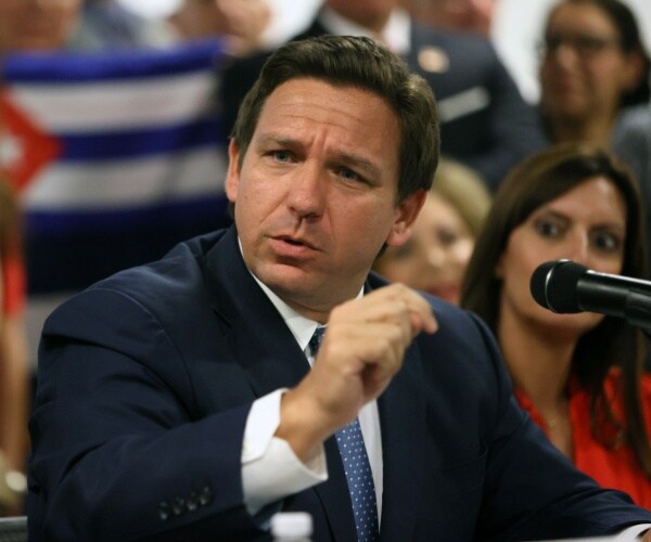 Ron DeSantis takes part in a roundtable discussion.